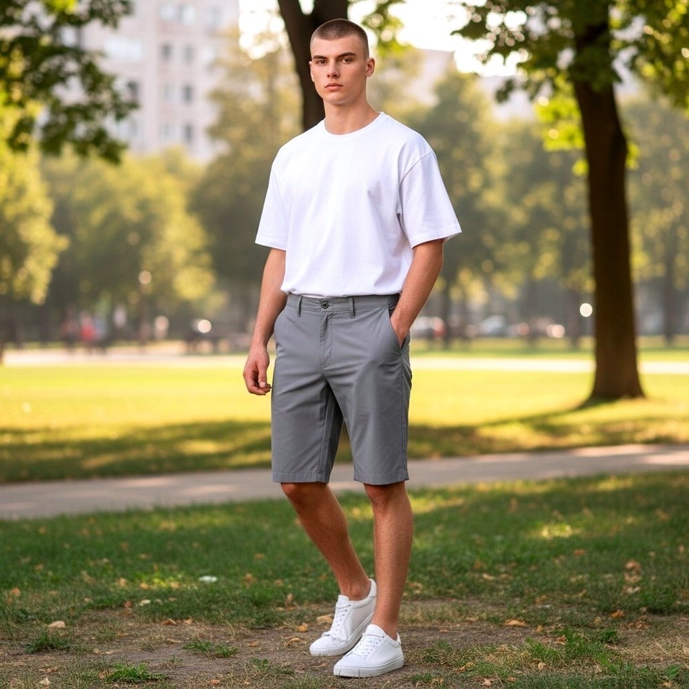 Kenneth Cole Mens 30 Chino Short Polyester Spandex Gray Stretch Performance Golf